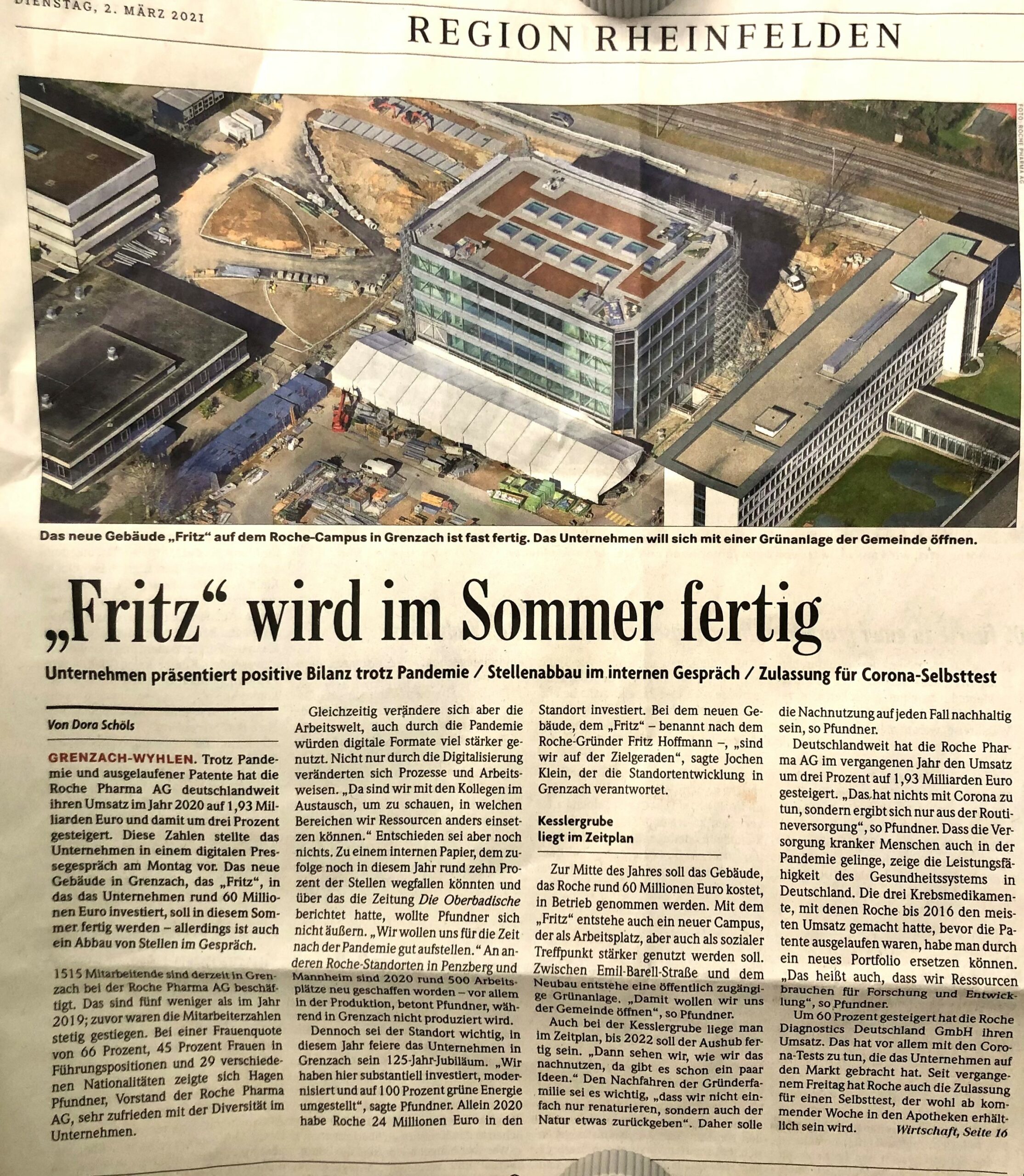 Zeitungsbericht zum „FRITZ“